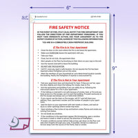 6x9" Fire Safety Notice White Vinyl Waterproof Self Adhesive Label, Pack of 10