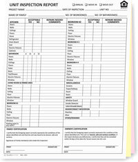 Unit Inspection Report Form 3 part
