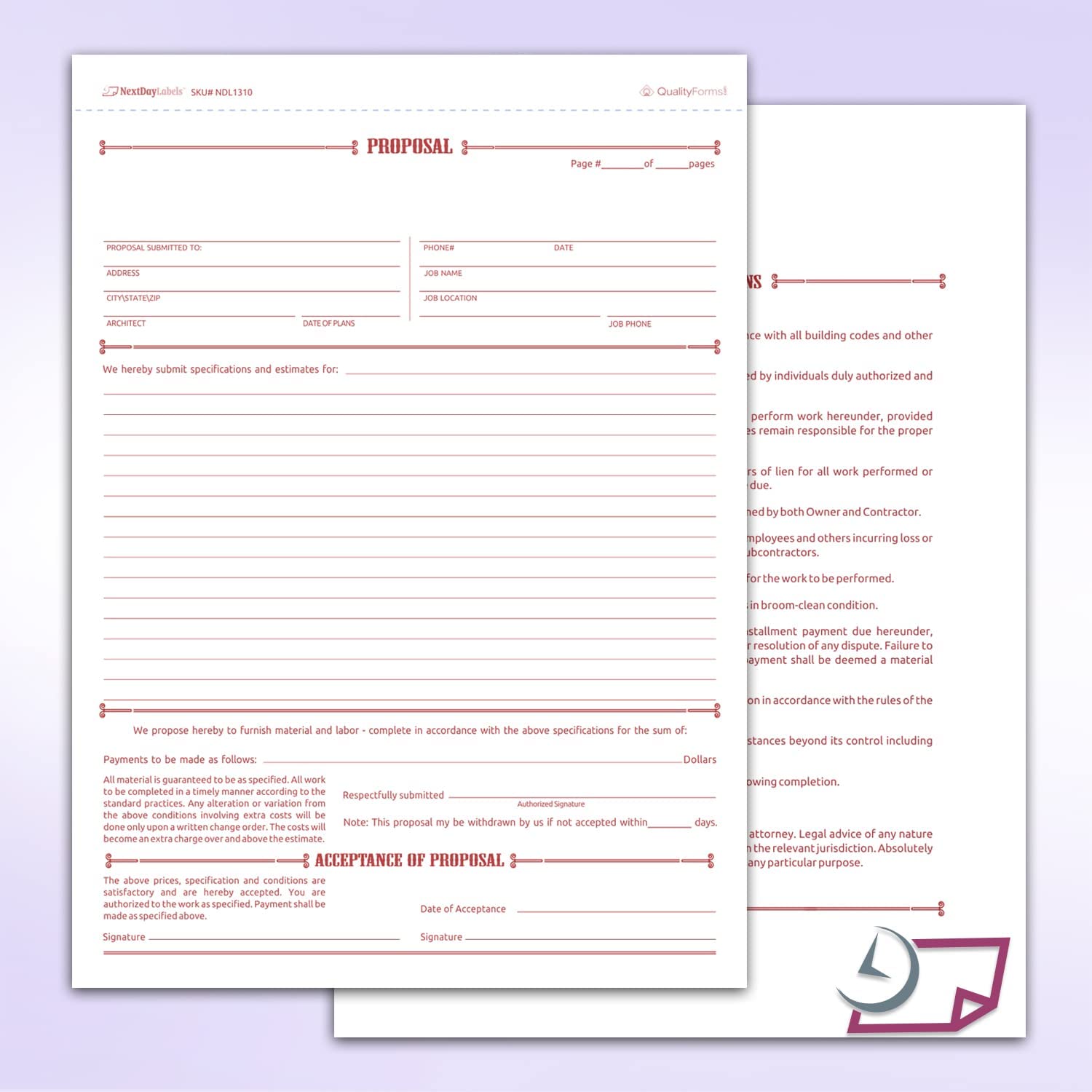 Proposal Form, Carbonless, 8 1/2 X 11"