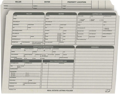 Real Estate Listing Folder, Right Panel List, Letter Size, Gray