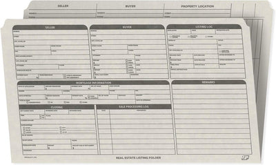 Real Estate Listing Folder, Right Panel List, Legal Size, Gray