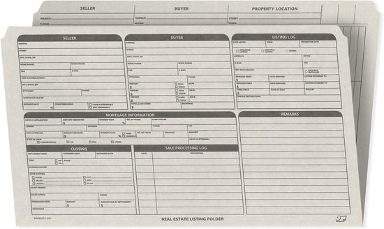 Real Estate Listing Folder, Right Panel List, Legal Size, Gray