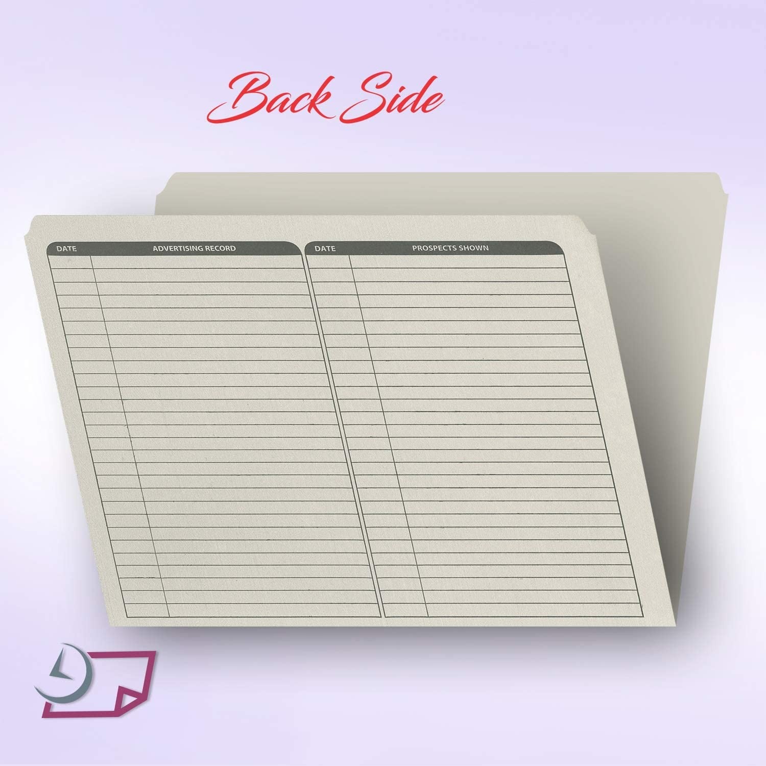Real Estate Listing Folder, Right Panel List, Letter Size, Gray