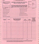 9-1/2 x 11" 6 Part Continuous Shipper's Export Declaration In-Transit Goods