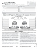 Auto Transport Bill of Lading with 1 Car, Style #3