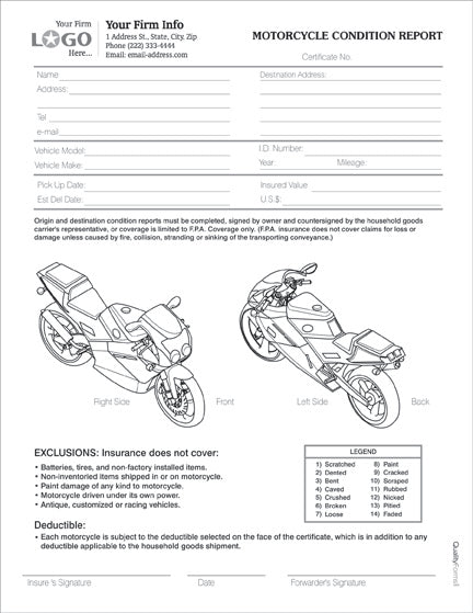 Motorcycle Transport Form