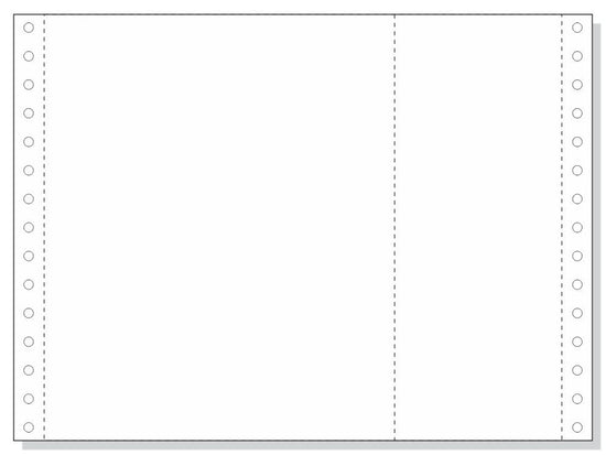 9-1/2 x 7" Continuous Paper, 20# 1 Part White, with Side Perfs and One Extra Vertical Perforation
