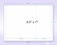 9-1/2 x 7" Continuous Paper, White,1 Part, With Extra Vertical Perforation