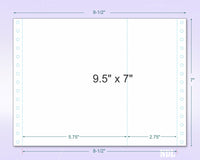 9-1/2 x 7" Continuous Paper, 20# 1 Part White, with Side Perfs and One Extra Vertical Perforation