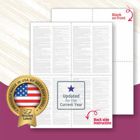 W-2 Forms 4-Up Version "Instructions on Back" for 2025
