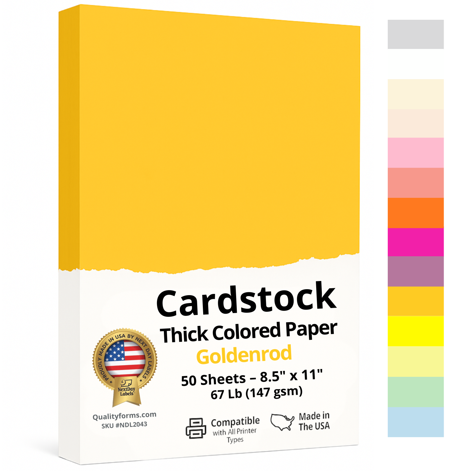 8-1/2 x 11" Letter Size, Goldenrod Cover Card Stock