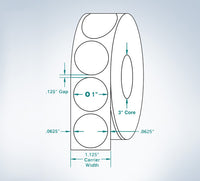 Wafer Tab Seals, 1" Round, White