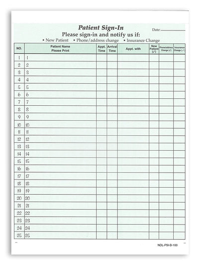 Patient Sign in Form Green
