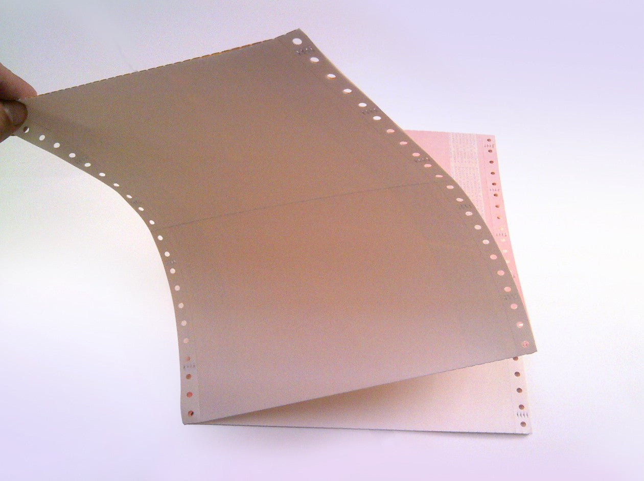 9-1/2 x 5-1/2" Continuous Inventory Forms, 15# 3 Part White, Canary & Pink, with Clean Stick Glue & Side Perfs