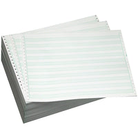 14-7/8 X 8-1/2" Continuous Paper, 1/2" Green Bar, 18# 1 Part, No Side Perfs