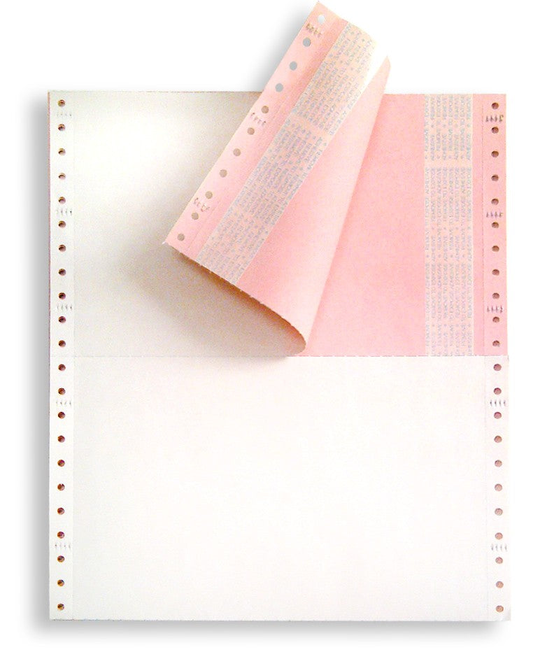 9-1/2 x 5-1/2" Continuous Inventory Forms, 15# 3 Part White, Canary & Pink, with Clean Stick Glue & Side Perfs