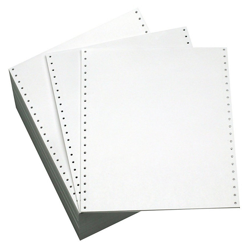 9-1/2 x 11" Continuous Paper, 18# White 1 Part with Side Perfs
