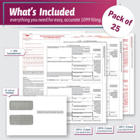 "New" 1099-NEC Forms for 2026, 4-Part  Tax Forms,  vendor kit of 25 Forms & Envelopes.