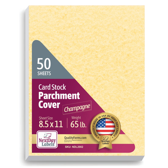 8-1/2 x 11" 65 lb. Parchment Cover Cardstock, Champagne