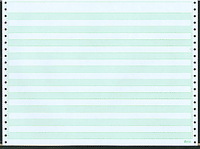 14-7/8 x8-1/2" Continuous Paper, 1/2" Green Bar, 20# 1 Part, No Side Perfs