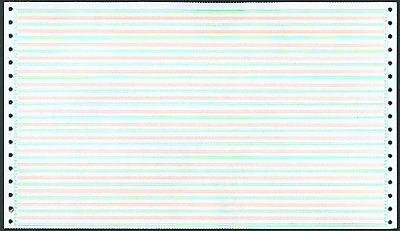 14-7/8 X 8-1/2" Continuous Paper  15# 8" Green/Orange Bar, 2 Part