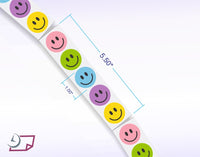 Smiley Labels, Assorted Color, 500 Labels Per Roll, 1” Round