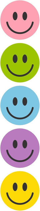 Smiley Labels, Assorted Color, 500 Labels Per Roll, 1” Round
