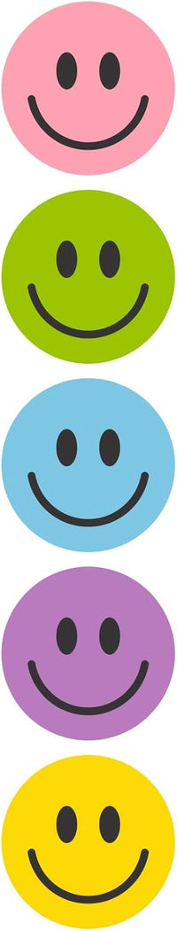 Smiley Labels, Assorted Color, 500 Labels Per Roll, 1” Round