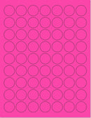 8-1/2" x 11" Fluorescent Pink Labels, 63 Labels per Sheet, 1" Round