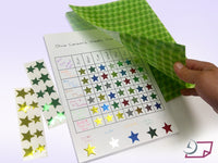 Metallic Foil Star Labels, Assorted Sizes, 3/4” & 1”, 450 Labels Per Roll, Gold