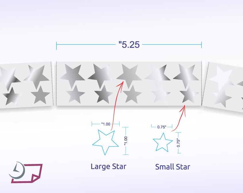 Metallic Foil Star Labels, Assorted Sizes, 3/4” & 1”, 450 Labels Per Roll, Silver