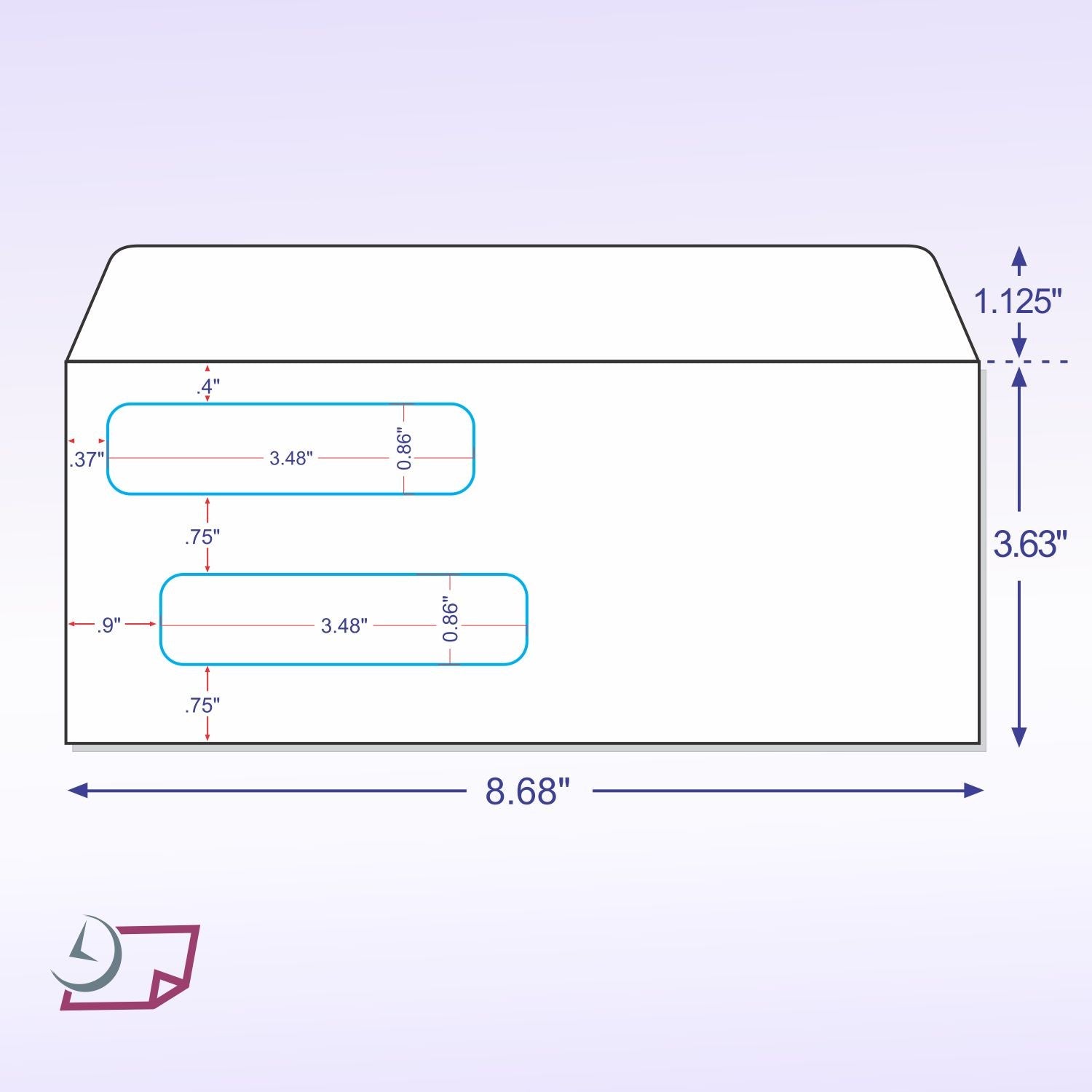 #8 Double Window Self-Seal Envelopes with Security Tint Inside. Compatible with Quickbook & other Checks