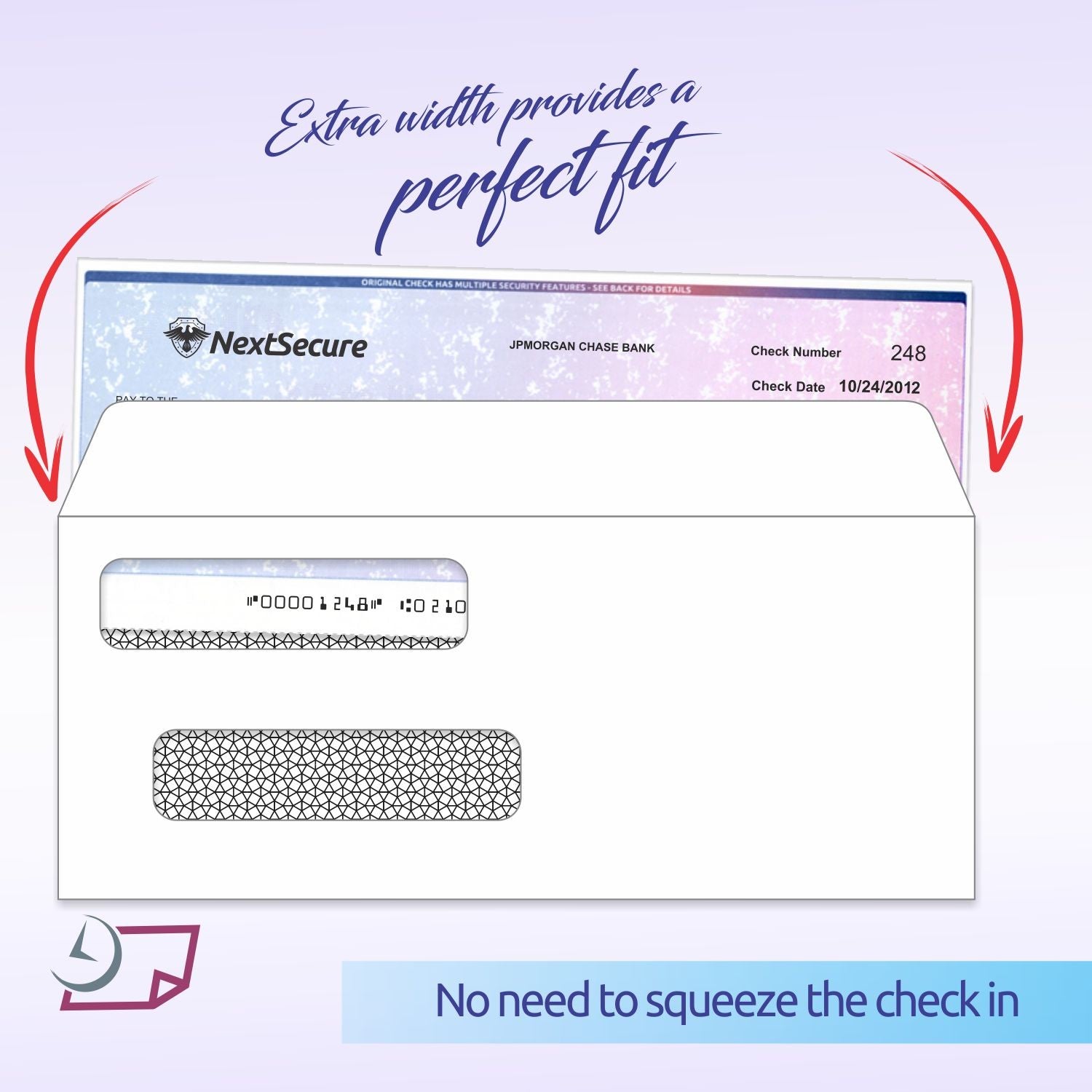 #8 Double Window Self-Seal Envelopes with Security Tint Inside. Compatible with Quickbook & other Checks
