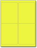 8-1/2" x 11" Fluorescent Yellow Labels, 4 Labels per Sheet, 4" x 5"