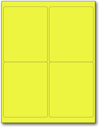 8-1/2" x 11" Fluorescent Yellow Labels, 4 Labels per Sheet, 4" x 5"