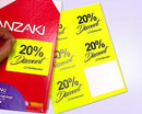 8-1/2" x 11" Fluorescent Yellow Labels, 6 Labels per Sheet, 4" x 3-1/3"