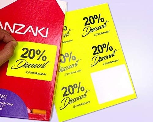 8-1/2" x 11" Fluorescent Yellow Labels, 6 Labels per Sheet, 4" x 3-1/3"
