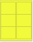 8-1/2" x 11" Fluorescent Yellow Labels, 6 Labels per Sheet, 4" x 3-1/3"