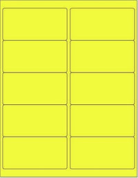 8-1/2" x 11" Fluorescent Yellow Labels, 10 Labels per Sheet, 4" x 2"