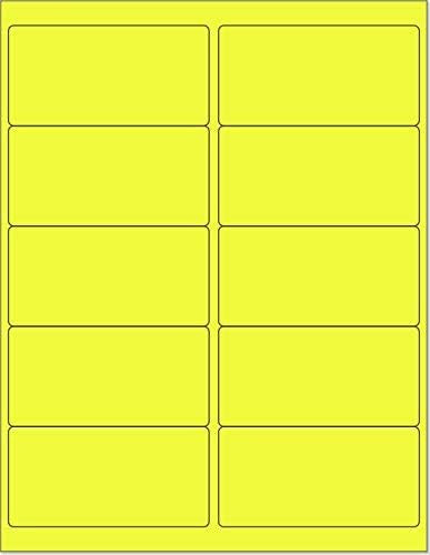 8-1/2" x 11" Fluorescent Yellow Labels, 10 Labels per Sheet, 4" x 2"