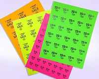 8-1/2" x 11" Fluorescent Pink Labels, 20 Labels per Sheet, 2" Round