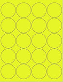 8-1/2" x 11" Fluorescent Yellow Labels, 20 Labels per Sheet, 2" Round