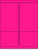 8-1/2" x 11" Fluorescent Pink Labels, 6 Labels per Sheet, 4" x 3-1/3"