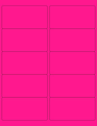 8-1/2" x 11" Fluorescent Pink Labels, 10 Labels per Sheet, 4" x 2"