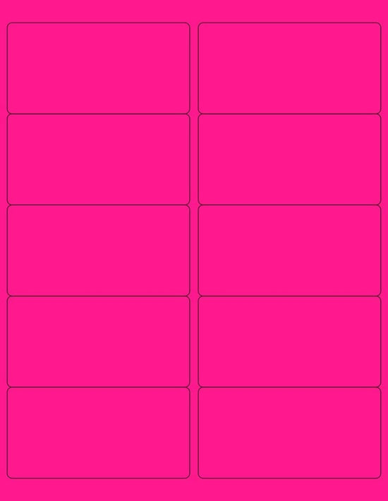 8-1/2" x 11" Fluorescent Pink Labels, 10 Labels per Sheet, 4" x 2"