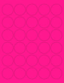 8-1/2" x 11" Fluorescent Pink Labels, 30 Labels per Sheet, 1.5" Round