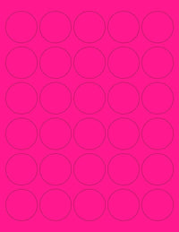 8-1/2" x 11" Fluorescent Pink Labels, 30 Labels per Sheet, 1.5" Round