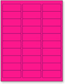 8-1/2" x 11" Fluorescent Pink Labels, 30 Labels per Sheet, 1" x 2-5/8"