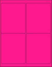 8-1/2" x 11" Fluorescent Pink Labels, 4 Labels per Sheet, 4" x 5"