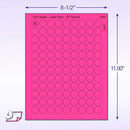 8-1/2" x 11" Fluorescent Pink Labels, 108 Labels per Sheet, 3/4" Round